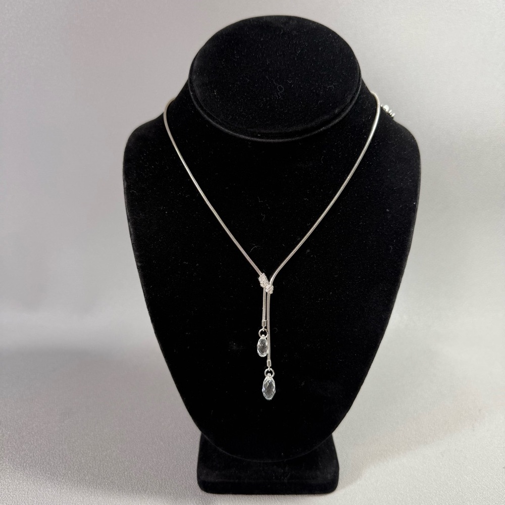 Swarovski Gillian Rhodium Plated Y-Shaped Clear Crystal Necklace